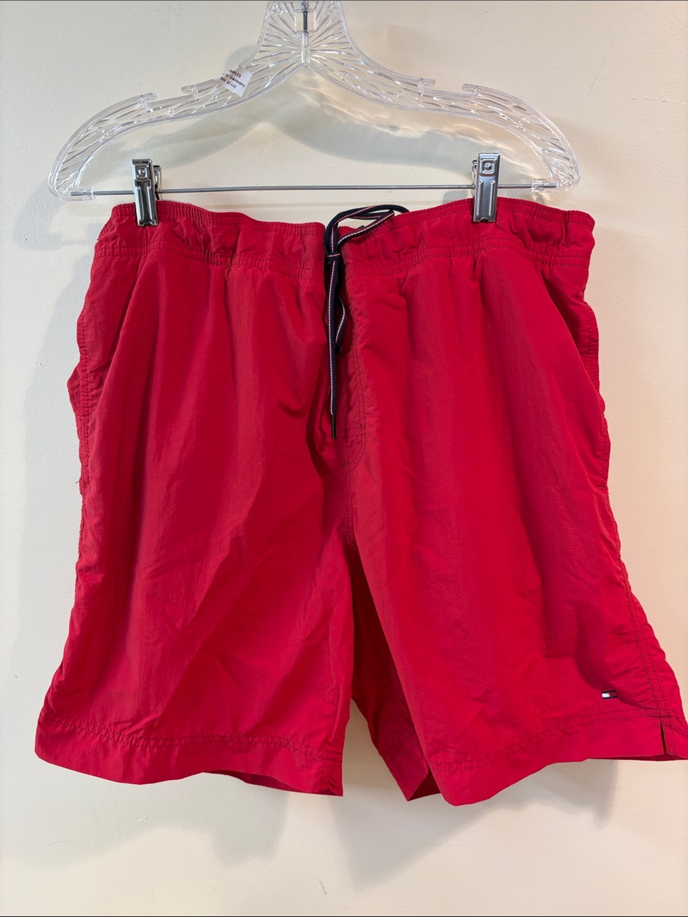Tommy Hilfiger Red Swim Trunks with Contrast Drawstring
